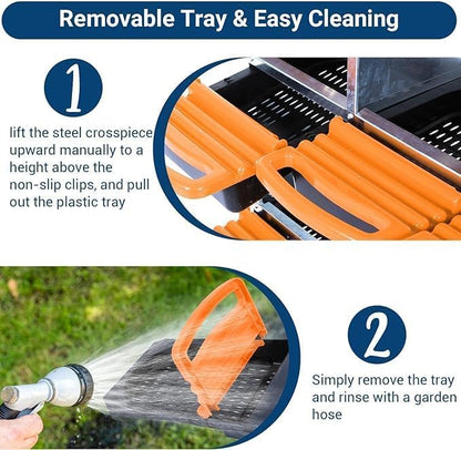 [10-Pack] Chicken Nesting Boxes for Hens - Galvanized Steel Wall Mount or Freestanding Chicken Nest, Removable Plastic Egg Tray & Ventilation Holes - Poultry Nesting Boxes for Egg Laying (Orange)