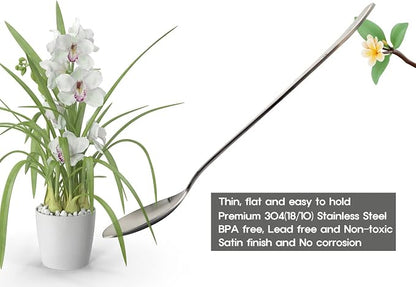 [1 Set] [Made in Korea] Orchid Design Korean Style Sticky Rice Spoon Chopsticks Set Silverware Set 304 Stainless Steel Cutlery Set Soup Spoon Ramen Chopsticks Flatware (1 Set)