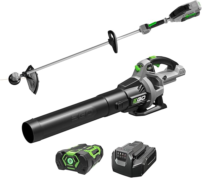 EGO POWER+ Combo, Cordless Trimmer and Blower, 15" Trimmer for Weeds and Grass with Rapid Reload and Cordless Electric 530 CFM Blower, Includes 56V 2.5Ah Battery and Charger - ST1502LB