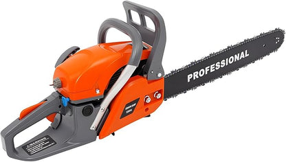 Gas Chainsaw, 2Stroke/4Stroke Gasoline Chainsaw Power Chain Saws Handheld Cordless Petrol Chainsaws For Wood Cutting Forest Felling Tree Pruning Shrub Pruning (20In 2400W 58CC)