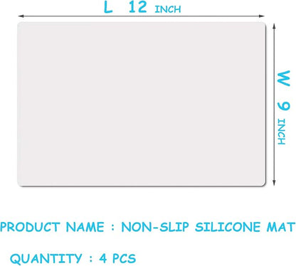 Clear Silicone Craft Mats 9"W x 12"L: 0.8mm Thick Heat Resistant Non-Slip | 4 Pcs Nonstick Translucent Silicone Sheet - Reusable Countertop Protector Pad for Jewelry Epoxy Glitter Slime DIY Art