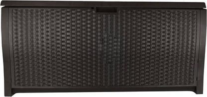 Suncast 99 Gallon Deck Garden Garage Home Wicker Resin Pool Box, Mocha (3 Pack)