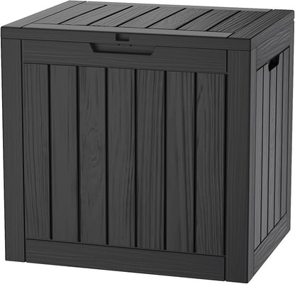 30GAL Black Outdoor Deck Box with Lock Hole - Waterproof, UV - Protected (SGS 1000plus), Ideal for Storing Patio Cushions and Garden Tools, Easy Assembly
