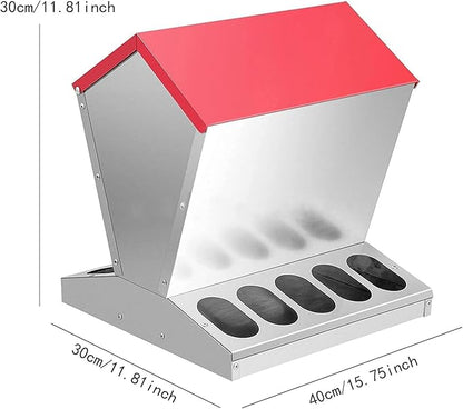 Chicken Coop Feeder Feeder Large Capacity Galvanized Heavy Duty Container Coop Accessories Outdoor Feeding Equipment