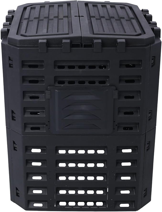 90 Gallon Garden Composter Bin - Premium Recycled Plastic, Large 340 Liter Capacity, Easy Assembly, Lightweight, Aerating Outdoor Compost Box for Fertile Soil