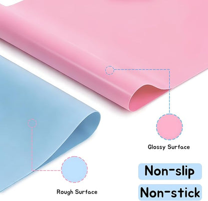 Silicone Mats for Resin Crafts 9"W x 12"L: Non-Slip Heat Resistant Small | Nonstick Silicone Sheets - Easy to Cut Silicone Mat for Jewelry Casting Nail Arts Clay 2 Pcs Blue & 2 Pcs Pink