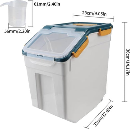 Saim Flour Storage Container 25lb, 4Pack Airtight Rice Storage Containers with Wheels, Measuring Cup, Scoop for Flour, Rice, Grain, Cereal, Dry Food Organizer (Dark Blue)