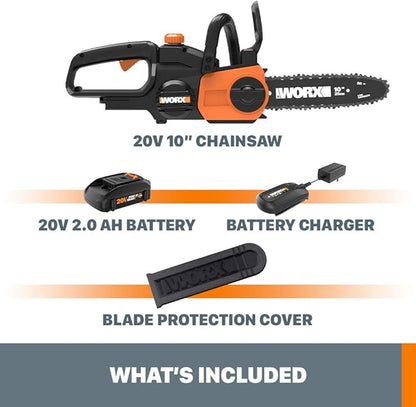 Worx WG322 20V Power Share 10" Cordless Chainsaw with Auto-Tension