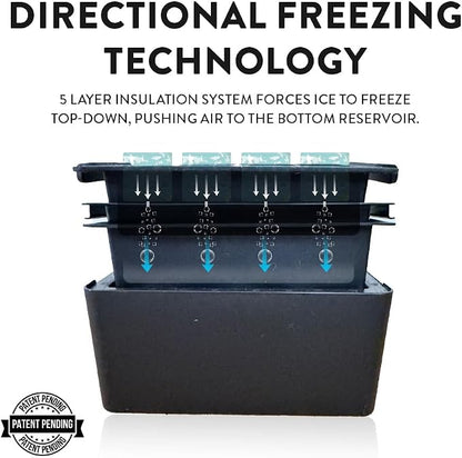 Clearcube Crystal Clear Ice Cube Maker - 6 Piece Directional Freezing System - Makes 8 Jumbo 2 Inch Crystal Clear Ice Cubes - No Odor Lid No Freezer Burn - Perfect for Whiskey Cocktails and More