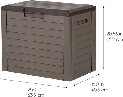 IRIS USA 35 Gallon Outdoor Deck Box, Lockable, Weather-Resistant, Brown | UV-Protected, Waterproof Resin, Patio Storage for Cushions, Garden Tools & Packages