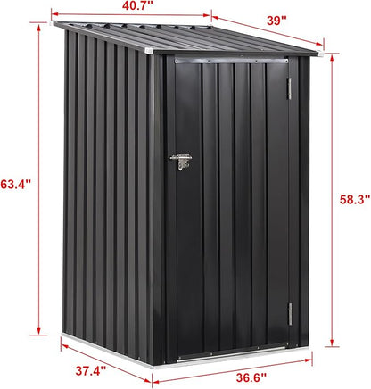 3x3 FT Outdoor Storage Shed, Metal Steel Garden Shed with Single Lockable Door, Small Shed Outdoor Steel Utility Tool Shed, Storage House Waterproof for Backyard Patio, Garden, Lawn, Dark Gray