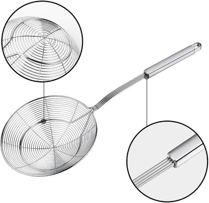 Spider Strainer Skimmer, Swify Stainless Steel Asian Strainer Ladle Frying Spoon with Handle for Kitchen Deep Fryer, Pasta, Spaghetti, Noodle, 7 Inch