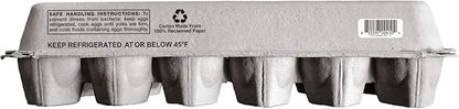 Blank 12-Egg Flat Top Paper Pulp Egg Carton with Nutrition Facts, Safe Handling Info, Optional UPC - 50 Pack
