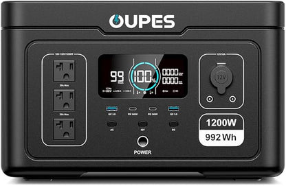 OUPES Exodus 1200 Solar Generator with 240W Panels Included, – 992Wh 1200W LiFePO4 Battery Power Station with Dual PD 140W Type-C, Smart App Control, UPS, Ideal for Camping, RV, Home Emergency