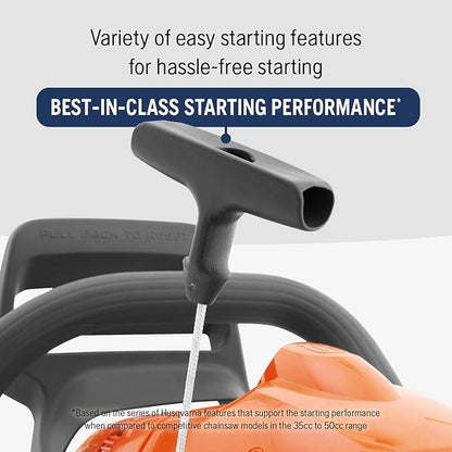 Husqvarna 445 Gas Chainsaw, 50-cc 2.8-HP, 2-Cycle X-Torq Engine, 18 Inch Chainsaw with Automatic Oiler, For Wood Cutting and Tree Trimming