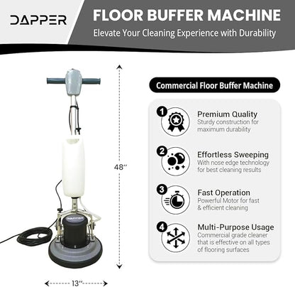13" Heavy-duty Multi-Functional Floor Buffer Polisher Machine - Clean, Buff, Scrubb and Polish with Ease! Ideal for Carpets Too! Includes Optional Solution Tank, 2 Brushes and 3 Scouring Pads
