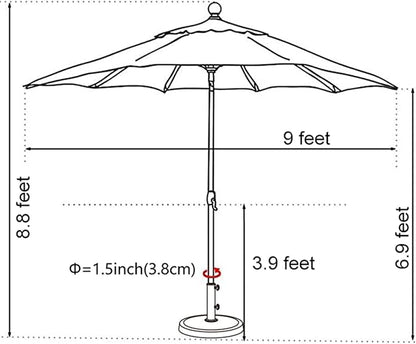 EliteShade USA 10-Year-Non-Fading 9Ft Market Umbrella Patio Umbrella Outdoor Table Umbrella with Ventilation, Antique Beige