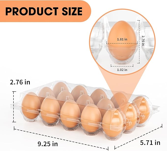 50 Pack Plastic Egg Cartons Cheap Bulk 12 Count Clear Blank Egg Containers for Refrigerator, Reusable Holder for Home Ranch Farm Commercial Market Display, Plastic Packaging for Craft Projects