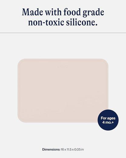 Lalo Silicone Placemat for Toddlers & Babies - Non-Slip Kids Placemat for Restaurants & Dining Tables - Non-Toxic & BPA Free Safe - for Ages of 4 Months and Up - Grapefruit