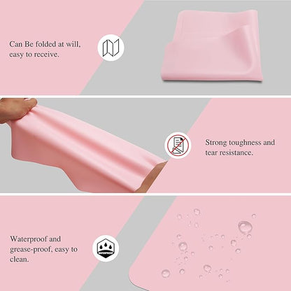 Silicone Craft Mats, YACEYACE 2Pcs 24"x 16" Large Silicone Mat, Pink Silicone Craft Mats for Paiting, Jewelry,Heat Resistant, Kitchen Counter