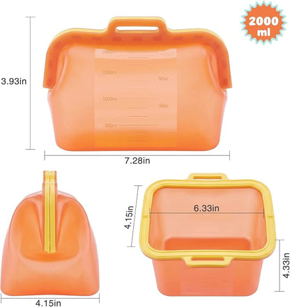 68oz Reusable Silicone Food Storage Bags with Magnetic Seal, Stand Up Freezer Bags for Meal Prep, Snacks, Sandwiches & Leftovers, Dishwasher Safe Reusable Food Storage Bag (Orange)
