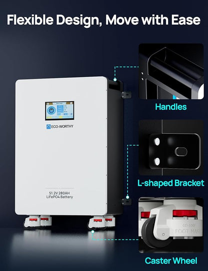 ECO-WORTHY Home Power Station Backup, 48V 280AH LiFePO4 Battery with 5KW Inverter, Communication Support, for Home Backup, Emergency, Solar Energy System