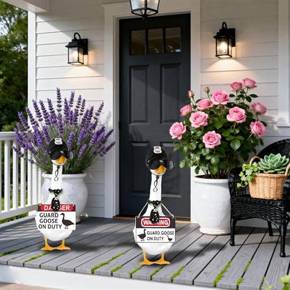8 Pcs Porch Goose Accessories Porch Goose Sign Goose Police Hat Eyeglasses Ties Danger Guard Goose on Duty Warning Sign Goose Outfits Decor for Yard Porch Lawn