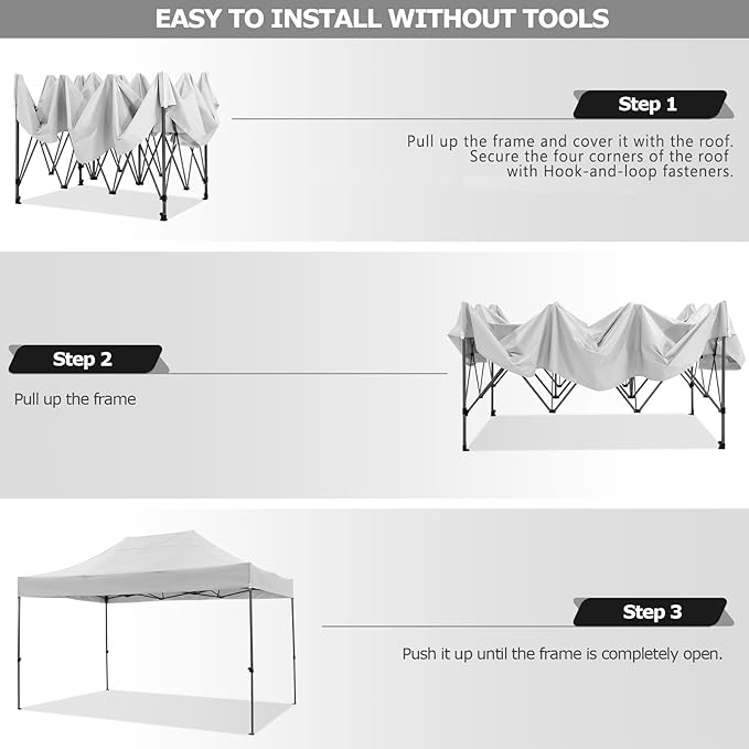 COBIZI 10x15 Pop up Canopy Tent 10x15 Canopy with 4 Sidewalls Waterproof Heavy Duty Commercial Canopy Tent for Parties Outdoor Tent Garden Gazebo Tent, Carry Bag(10x15ft, White)