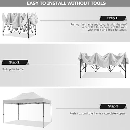 COBIZI 10x15 Pop up Canopy Tent 10x15 Canopy with 4 Sidewalls Waterproof Heavy Duty Commercial Canopy Tent for Parties Outdoor Tent Garden Gazebo Tent, Carry Bag(10x15ft, White)