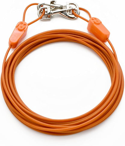 IntelliLeash 20FT Tie-Out Cables for Dogs - Strong, Safe, and Durable Dog Tie-Outs for Small Dogs up to 35 Pounds - Weather and Wear Resistant Galvanized Aircraft Cable for Outside Use