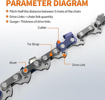 3Pcs 16 Inch Chainsaw Chain, 3/8" LP Pitch .050" Gauge 56 Drive Links,Replacement Chains for Portable Mini Chainsaw, Guide Saw Chain for Chainsaws (16"-56DL-3/8"LP .050"-3pcs)