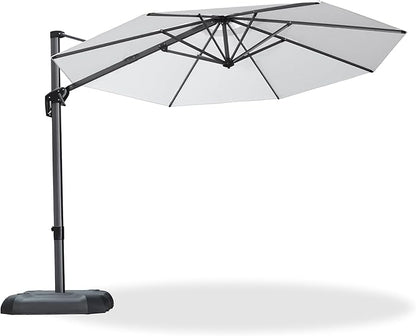 PURPLE LEAF 10 Feet Patio Umbrella Outdoor Cantilever Round Umbrella Aluminum Offset Umbrella with 360-degree Rotation for Garden Deck Pool Patio White