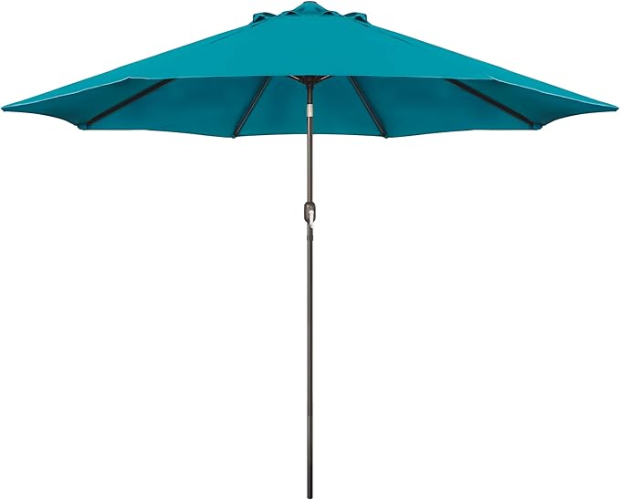 Blissun 9' Outdoor Patio Umbrella, Outdoor Table Umbrella, Yard Umbrella, Market Umbrella with 8 Sturdy Ribs, Push Button Tilt and Crank