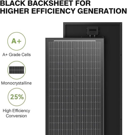 200 Watts Solar Panel Kit, 12V/24V (2PCS 100W) Monocrystalline 30A Charge Controller 25% High-Efficiency PV Module for RV, Rooftop, Boats, Trailer, Vehicle, Caravan, Off-Grid System (200W)