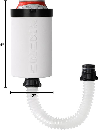 The Kong 2.0 - A Portable Can or Bottle Cooler/Cup With A Detachable, Expandable, Hose To Funnel Your Drink (White)