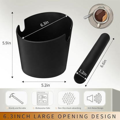 IAOSEN 6.3Inch Knock Box Large Espresso Knock Box Shock-Absorbent Knock Box Espresso with Removable Knock Bar and Non-Slip Base Espresso Machine Accessories for Home/Office