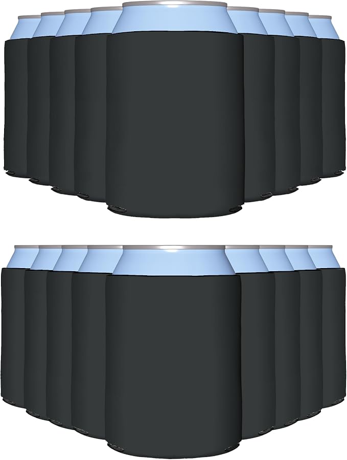 PartyPrints 1000 Pack Charcoal Blank Can Cooler Sleeves, Customizable Bulk Can Coolers, Extra-Thick Collapsible Drink Insulator Sleeve, Beer Can Coolers for Party Beverages