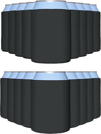 PartyPrints 1000 Pack Charcoal Blank Can Cooler Sleeves, Customizable Bulk Can Coolers, Extra-Thick Collapsible Drink Insulator Sleeve, Beer Can Coolers for Party Beverages