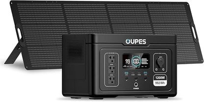OUPES Exodus 1200 Solar Generator with 240W Panels Included, – 992Wh 1200W LiFePO4 Battery Power Station with Dual PD 140W Type-C, Smart App Control, UPS, Ideal for Camping, RV, Home Emergency