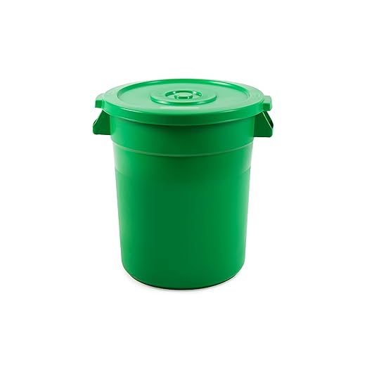 PRO&Family 20 Gallon Trash Can with Lid Round Ingredient Storage Containers Recycling Bin Kitchen Garbage Can Office Garbage Can Trash Barrel Plastic Barrel Yard Waste Bin Outdoor Trashcan (1, Green)
