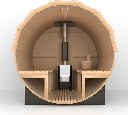 Smartmak Customized Outdoor Barrel Steam Sauna, 2-10 Person Canadian Hemlock/Red Cedar Traditional Wood Sauna Room with 220V ETL-Certified Heater, Backrest Headrest, Rocks, Light Accessories Included