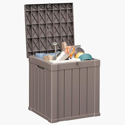 40 Gallon Resin Deck Box, Lockable Patio Outdoor Storage Box for Furniture, Garden Tools and Tools Storage, Waterproof Outside Storage Boxes - Grey