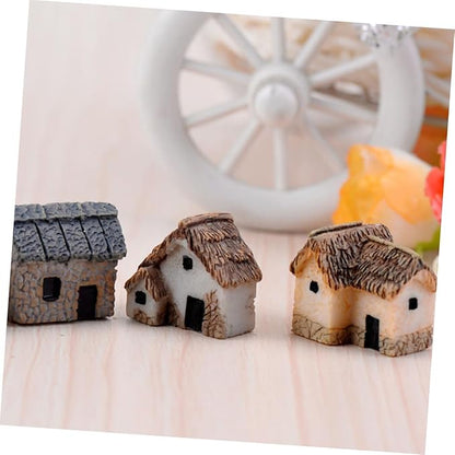 Fairy Garden Mini House Accessories, Miniature Village Hut Figurine Cottage, DIY Micro Landscape Decor Ornaments for Bonsai, Succulent Planting (C)