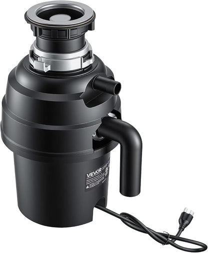 VEVOR Food Waste Garbage Disposal, 1HP 3500RPM DC Motor, Continuous Feed Kitchen Sink Garbage Disposer, EZ Connect Food Waste Grinding System with Sound Reduction & Power Cord for Kitchens