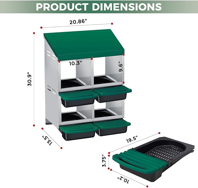 Chicken Nesting Boxes, Metal Rollaway Chicken Nest Box with Rollout Egg Collection, Removable Tray & Nesting Pads, Egg Laying Box for Chicken Coop Hens, Wall Mount or Standing, 3 Compartments 2 Layer