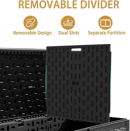 LANTRO JS 230 Gallon Deck Box Waterproof, Outdoor Storage Box Waterproof Lockable with Divider and Lifter Prevent Water Seeping into from Floor for Patio Cushions