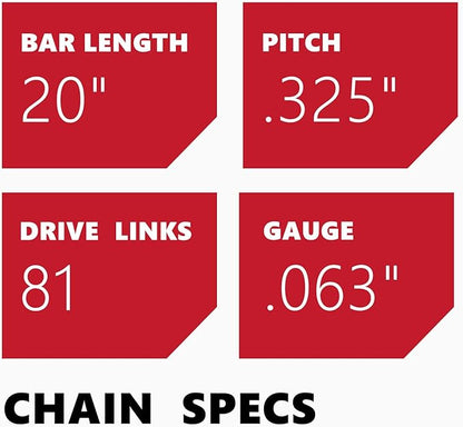 KAKEI Chainsaw Chain 20 Inch .325" Pitch .063" Gauge 81 Drive Links- 26RS 81 Fits Stihl (PRE 2023 .063" Gauge) MS291, MS271 Farm Boss, MS261-36390050081, V81 (3 Chains) - Full Chisel