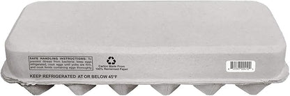 Blank 12-Egg Flat Top Paper Pulp Egg Carton with Nutrition Facts, Safe Handling Info, Optional UPC - 50 Pack
