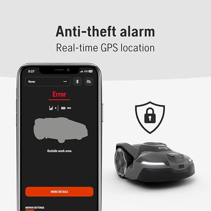 Husqvarna 410iQ Automower Robotic Mower, 0.5 Acre Mowing Capacity, Wire Free Robot Lawn Mower with Charging Station, RS1 EPOS Reference Station and Replacement Blades, 970727401