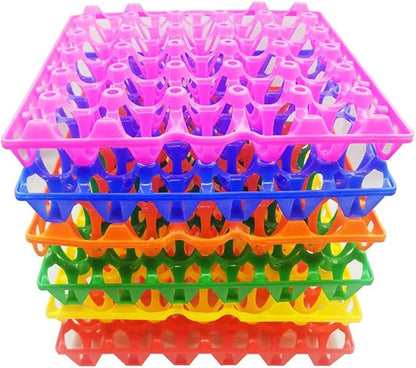 6-Pack Farm Products Chicken Plastic Egg Trays Egg Racks Egg Crate Duck 30 Egg Setting Tray Egg Flats for incubating Carton Transport Poultry Crate (6-Pack Colorful), 11.4 X11.4